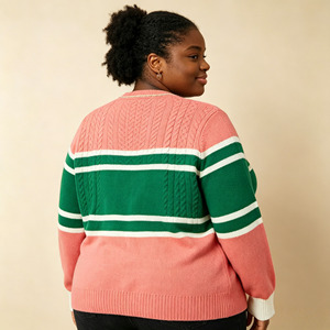 <span class=keywords><strong>Cardigan</strong></span> OEM alla Moda <span class=keywords><strong>con</strong></span> Tasche, Bottoni Rossi e Catena Dorata, Apertura Frontale, Cappotto Lavorato a Maglia per Donna - Product Image 2