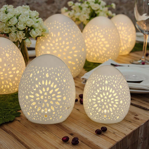 Décoration de Pâques personnalisée <span class=keywords><strong>Oeuf</strong></span> Fleur Creux-out Lumière LED Céramique <span class=keywords><strong>Porcelaine</strong></span> Ornement <span class=keywords><strong>Oeuf</strong></span> - Product Image 1