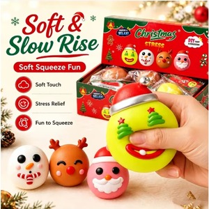 Pelotas Antiestrés Blandas con Caras Navideñas Adorables: Santa, Muñeco de Nieve, Reno - Juguete Sensorial para Aliviar el Estrés Navideño - Caja Sorpresa para Niños - Product Image 3