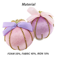 Boule de Noël suspendue en velours pailleté rose/violet personnalisée avec nœud et diamant pour arbre de Noël, chaîne de boules en diamant, décoration de fête à domicile