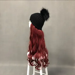 Neuankömmling Frauen Winter Beanie Hut Mit Haaren, Blond Langes Haar Perücke Hut