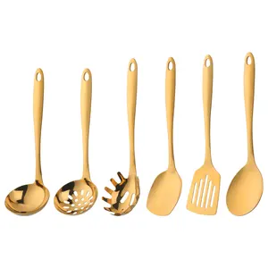 Set di utensili da cucina in metallo Color Me Set di utensili da cucina in acciaio inossidabile argento oro