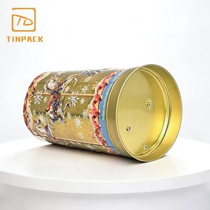 Lata de Metal Cilíndrica de Lujo con Diseño de Carrusel Navideño para Regalos Festivos y Empaque de Galletas - Product Image 3