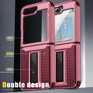 PC Android Phone Case Screen Mobile Phone Case Venta al por mayor a prueba de golpes TPU con soporte Z Flip 5 Folding Plain Protect Cell Phone