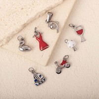 Accessoires de fabrication de bijoux de plage, acier inoxydable imperméable plaqué or 18 carats, pendentifs en forme de verre à vin rouge, breloques pour la fabrication de bijoux