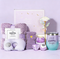 Coffret Cadeau Lunaire Purple pour Femmes, Cadeau de Soins Personnels Relaxants, Coffret Cadeau Spa avec Couverture Douillette, Cadeau Unique pour Noël, Fête des Mères, pour Elle