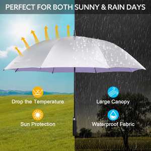 Paraguas de Golf de 54/62 Pulgadas con Protección UV, Resistente al Viento, Apertura Automática, Mango Largo, para Sol y Lluvia, con Funda a Juego - Product Image 3