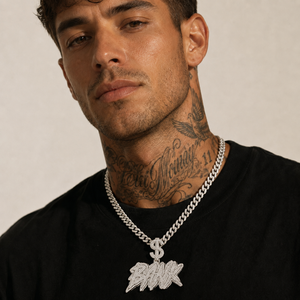 Set Collana e Ciondolo Lettera Personalizzato Hip Hop in Moissanite, <span class=keywords><strong>Argento</strong></span> <span class=keywords><strong>925</strong></span> VVS Iced Out, Charm Rapper con Moissanite - Product Image 3