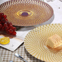 Assiettes de présentation en verre en gros, sous-assiettes en cristal pour la décoration de table, événements festifs, plats de restaurant pour mariages et fêtes