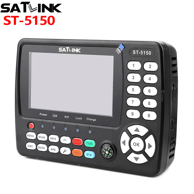 Satellite Finder Satlink ST 5150 4.3 Inch HD LCD Screen Support DVB S/S2/T/T2/C 2600mAh Li-lon Battery H.265 HEVC LNB ST-5150