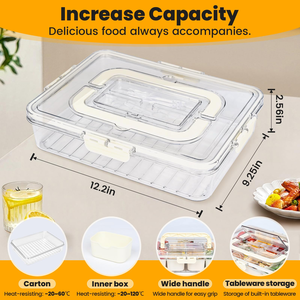 Reusable Portable 8 Grid <b>Clear</b> Plastic Snack Box <b>Container</b> Stackable Snackle Tray with Dividers for Food Storage & Serving - Product Image 3