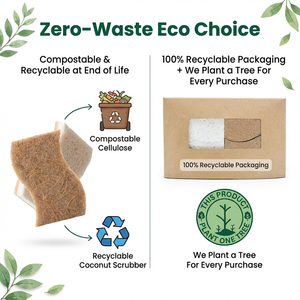 Esponja Biodegradable Antiarañazos, Esponja de Limpieza de Cerámica Compostable de Fibra de Coco y Celulosa - Product Image 5