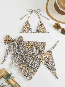 Conjunto de Bikini de 3 Piezas con Tanga de Cintura Baja para Mujer <span class=keywords><strong>JSN</strong></span> 2024, Ecológico, Impermeable, Estampado de Leopardo, Traje de Baño Hueco para Playa de Verano - Product Image 3