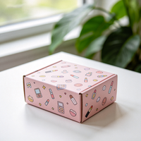Boîte cadeau cosmétique personnalisée imprimée numériquement, illustration rose, boîte de beauté en carton anti-écrasement, vente en gros