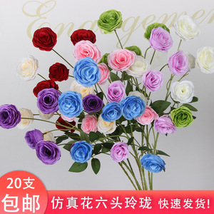 Ramo de Rosas Artificiales de 6 Cabezas, Hechas a Mano en Seda, Decoraciones para Bodas, Arreglos Florales, Decoración del Hogar - Product Image 2