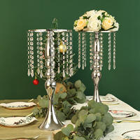 Vases à fleurs en gros, grands vases en métal pour centres de table, supports dorés en cristal pour arrangements floraux, centres de table de mariage