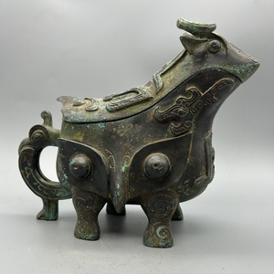 ถ้วยทองเหลืองโบราณรูปแกะหัตถกรรมโบราณภาชนะบรรจุไวน์ที่ทำจากจีนโบราณหล่อนูน3D โบราณ - Product Image 1