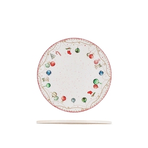 Sottopentola rotondo in ceramica decorato con motivo Villaggio sotto la neve per la protezione della tavola - Product Image 1