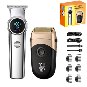Recortadora Profesional Inalámbrica LCD para Barbero, Corte a 0mm sin Espacios, Máquina de Acabado Eléctrica USB para Recortar y Afeitar - Product Image 2