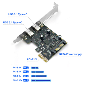 Tarjeta de Expansión Dual Tipo C a PCIE, <span class=keywords><strong>PCI</strong></span> <span class=keywords><strong>Express</strong></span> X1 a 2 Puertos USB 3.1 GEN1 de 5 Gbps, Tarjeta Convertidora con Chip ASM1042 para Escritorio - Product Image 2