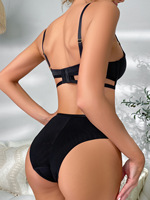 Vente directe usine – Ensemble soutien-gorge balconnet sexy pour femme, 2 pièces, avec armatures, push-up, bonnets lisses, lingerie à bretelles, maille, culotte hipster, personnalisable OEM