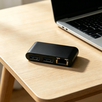 Hub USB-C 4-en-1 prêt à être expédié avec adaptateur Ethernet RJ45 et 3 ports USB 2.0 pour clavier mécanique, souris et station d'accueil pour ordinateur portable