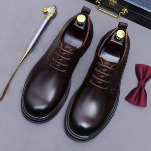 Chaussures de bureau pour hommes, originales, de luxe, populaires, de haute qualité, en patchwork, à lacets, à bout pointu, grande taille, basses, embossées, antidérapantes - Product Image 4