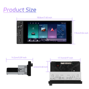 Podofo 6 ''Android 1 Din Car Stereo Incell Screen Car Player Android Carplay/Android Auto WIFI <span class=keywords><strong>RMD</strong></span> Tipo C Puerto USB Proveedor - Product Image 6