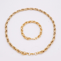 Ensemble bijoux homme, collier et bracelet à chaîne corde torsadée épaisse en acier inoxydable 316L plaqué or 18 carats