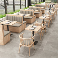 Canapés longs pour restaurants à thème, chaises en bois massif, table en marbre, mobilier pour cafés, restaurants et cantines scolaires