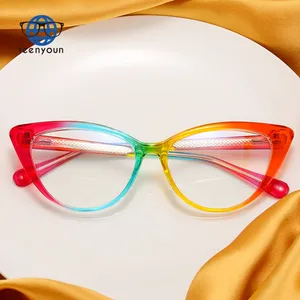 Teenyoun Hot Sale Rainbow Style Anti Blue Light Glasses Eyeglasses Blue Light Blocking Eyewear Cat Eye Eyeglass Wholesale