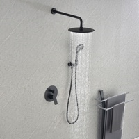 Robinet d'eau chaude et froide à poignée unique, encastré, thermostatique, finition noire mate, en laiton, mitigeur de douche 2 voies