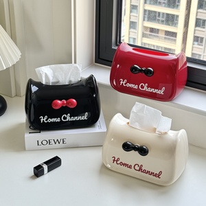 Boîte à mouchoirs moderne et créative de style crème avec un porte-serviettes mignon, idéale pour les salons, les chambres et les tables basses - Product Image 1