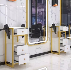 Équipement de salon de coiffure commercial moderne, mobilier, couleur personnalisée, rangement robuste, chariot en métal à 3 niveaux, rose doré - Product Image 4