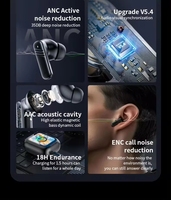 Écouteurs Bluetooth LX10 TWS ANC ENC à réduction de bruit avec fonction réveil, kit mains libres pour téléphone portable et écran tactile sans fil intra-auriculaires