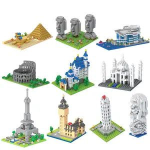 8400-8409 Eiffel Tower Easter Island Taj Mahal Big Ben Swan Stone Castle World Famous Building Blocks Model Brick Kids Gift Toys