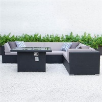 Ensemble de canapé tissé en rotin, mobilier d'extérieur de Patio, fait à la main, avec table de feu, offre spéciale