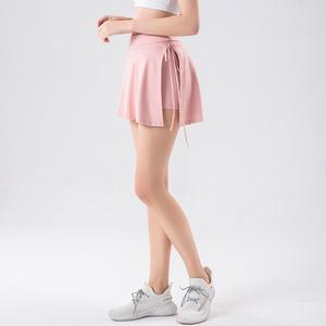 Falda pantalón de tenis de cintura alta para mujer con lazo lateral, shorts incorporados, bolsillo para teléfono, secado rápido, minifalda para golf, yoga, correr y deportes al aire libre - Product Image 3