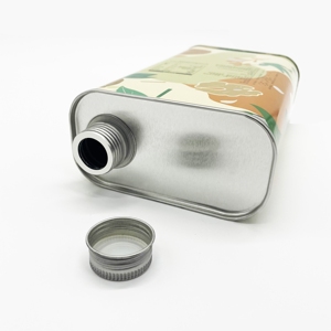 Latas de hojalata personalizadas con logotipo, vacías, de 0.9L, cuadradas/triangulares, para aceite de oliva, con tapa de rosca metálica. - Product Image 6