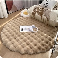 Tapis d'intérieur en fausse fourrure de lapin moelleuse, fabriqué à la machine, à poils longs, doux, antidérapant, en polyester haute densité, design moderne, pour sol domestique