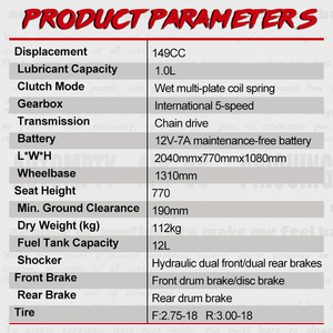 ZonSen Nuovo Design CGP150cc Motore a 4 Tempi Raffreddato ad Aria, Moto da Strada con Ammortizzatori Idraulici <span class=keywords><strong>per</strong></span> <span class=keywords><strong>Motociclisti</strong></span> - Product Image 2