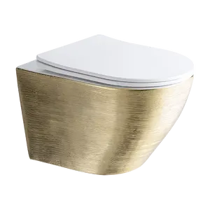 الأدوات الصحية Wc بالجملة الذهبي مطلي P فخ جدار معلقة السيراميك الذهب اللون المرحاض