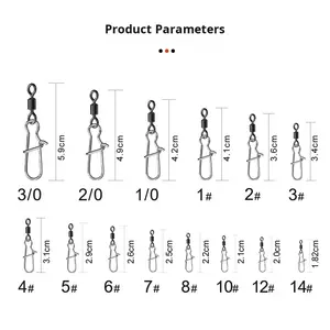 Vente en gros de connecteurs pivotants en forme de 8-Renforcé American Snap Swivels Premium Bass Barbed Hooks Pièces pour engins de pêche - Product Image 5