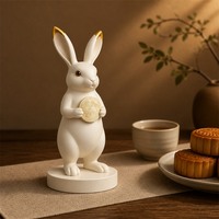 Figurine de lapin sur mesure pour le Festival de la Mi-Automne, tenant un disque lunaire, service de fabrication OEM pour projet de cadeau de vacances