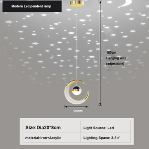 Lámpara Colgante Decorativa LED Negra con Pantalla de Hierro y Acrílico, Lámpara Colgante Moderna para Sala de Estar y Hogar - Product Image 5