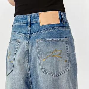 Jeans de Mezclilla 2025 para Mujer, Personalizados, Casuales, de Cintura Alta, Estilo Vintage, Lavado Ácido, Holgados - Product Image 4