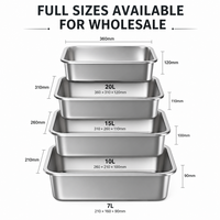 Bac carré en acier inoxydable 304, plateau rectangulaire à fond plat, bac de portionnement, bac à riz profond pour cuisson vapeur, bac de congélation, buffet