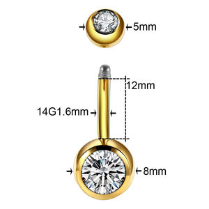 แหวนสะดือไทเทเนียมแบบเซ็กซี่ 14G ประดับเพชรคิวบิกเซอร์โคเนียทรงกลมคู่ เครื่องประดับเจาะร่างกาย - Product Image 6