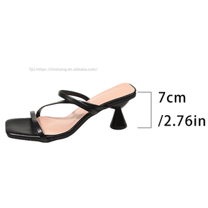 Summer Square Toe Low Heel <b>Slippers</b> New Style Big Women's <b>Flip</b>-<b>flops</b> Thin Strap Sandals 43 - Product Image 6
