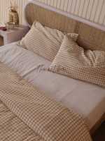 Haute qualité lin lavé coton classique rayure couette taies d'oreiller literie drap de lit 100% coton literie housse de couette ensemble